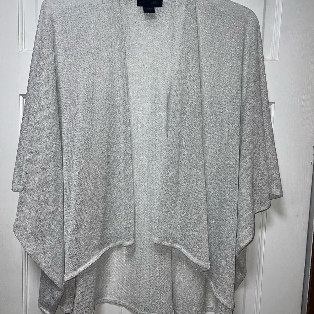 Steve Madden Light Gray Open-Front Draped Cardigan